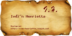 Iván Henrietta névjegykártya